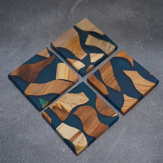 Abstract Fusion Wooden Resin Coasters (Set of 4)