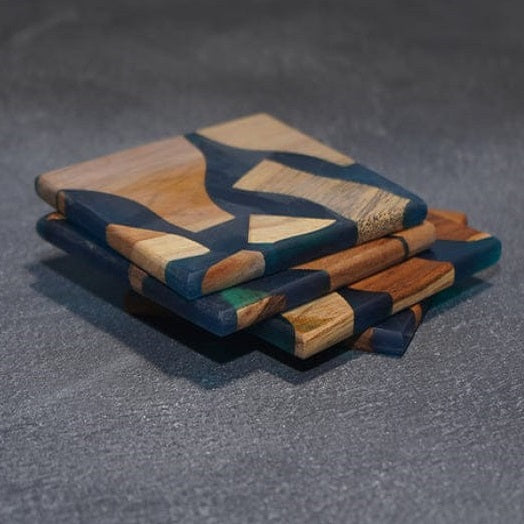 Abstract Fusion Wooden Resin Coasters (Set of 4)