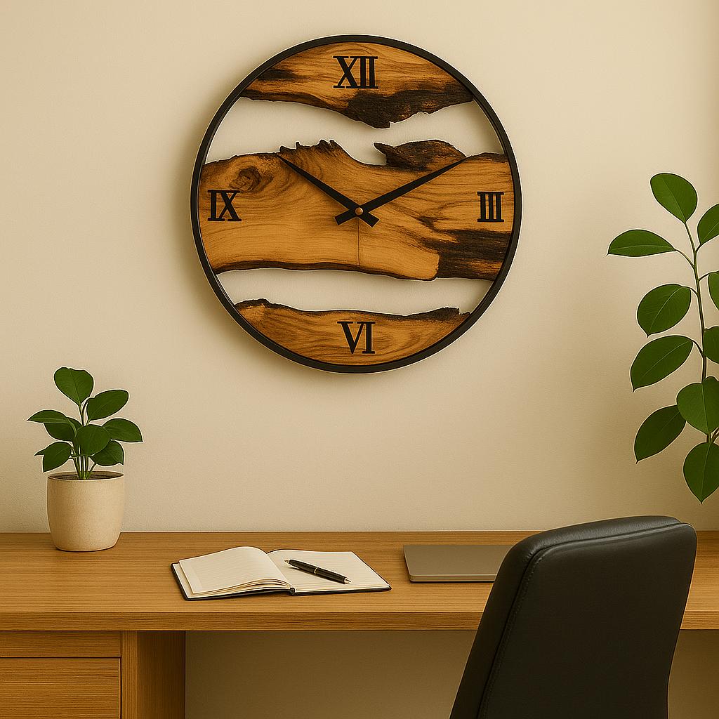 Rustic Live-Edge Wooden Wall Clock