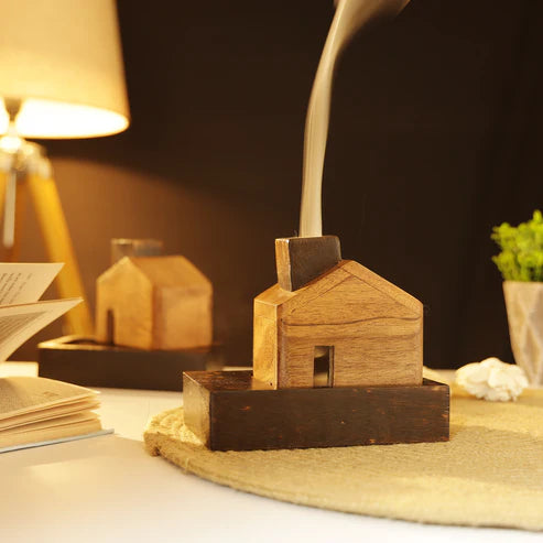Wooden Hut Dhoop Batti Stand