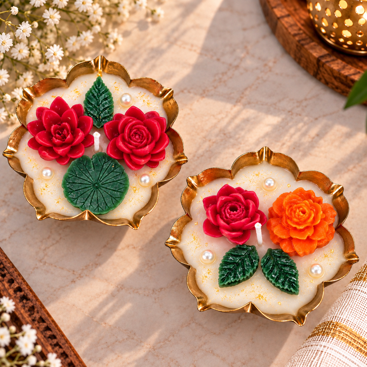 Urli Diwali Candle - 2 Design Candle Combo - TIMBER7