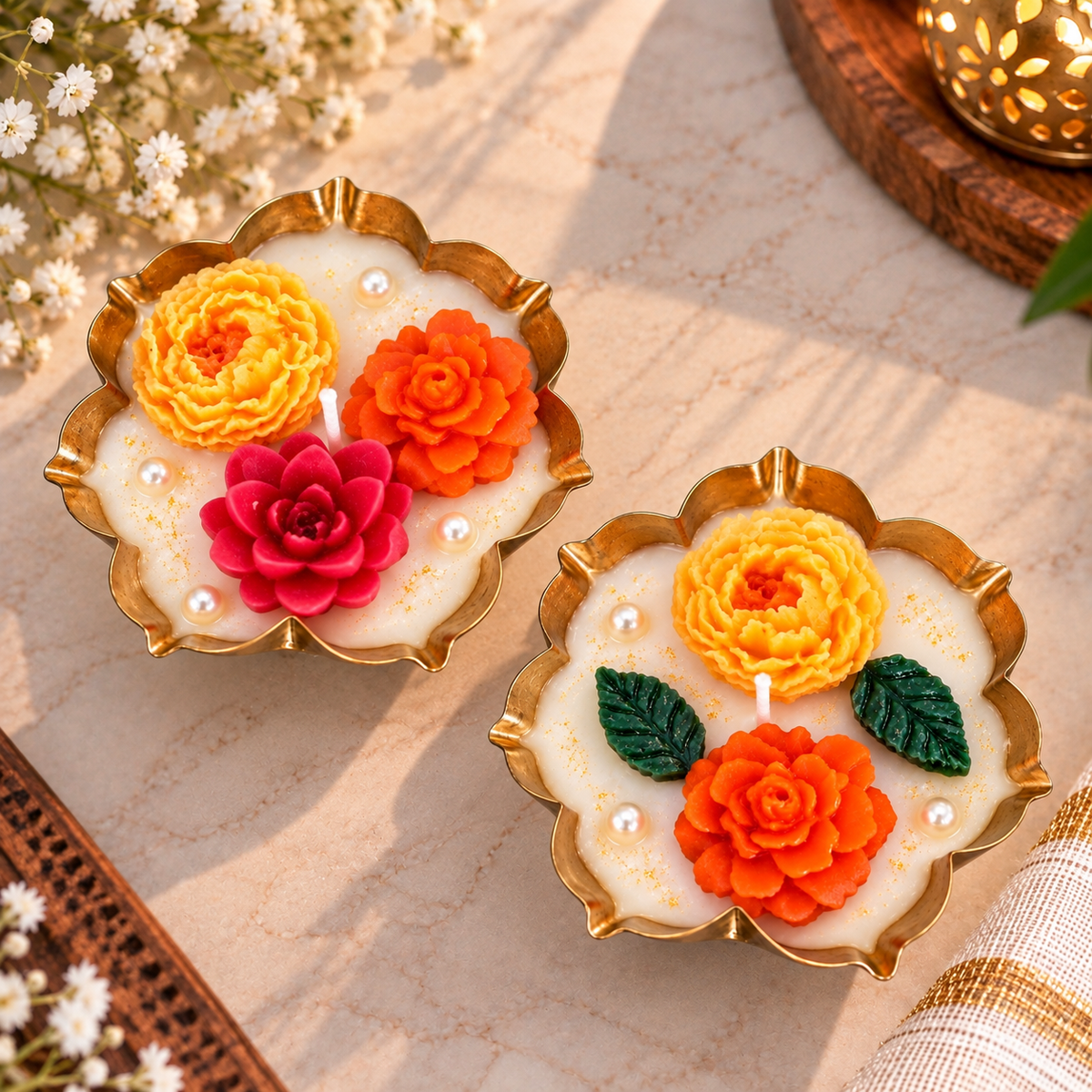 Urli Diwali Candle - 2 Design Candle Combo - TIMBER5