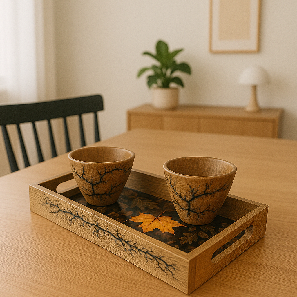 Aesthetic Wooden Bowls & Tray Set