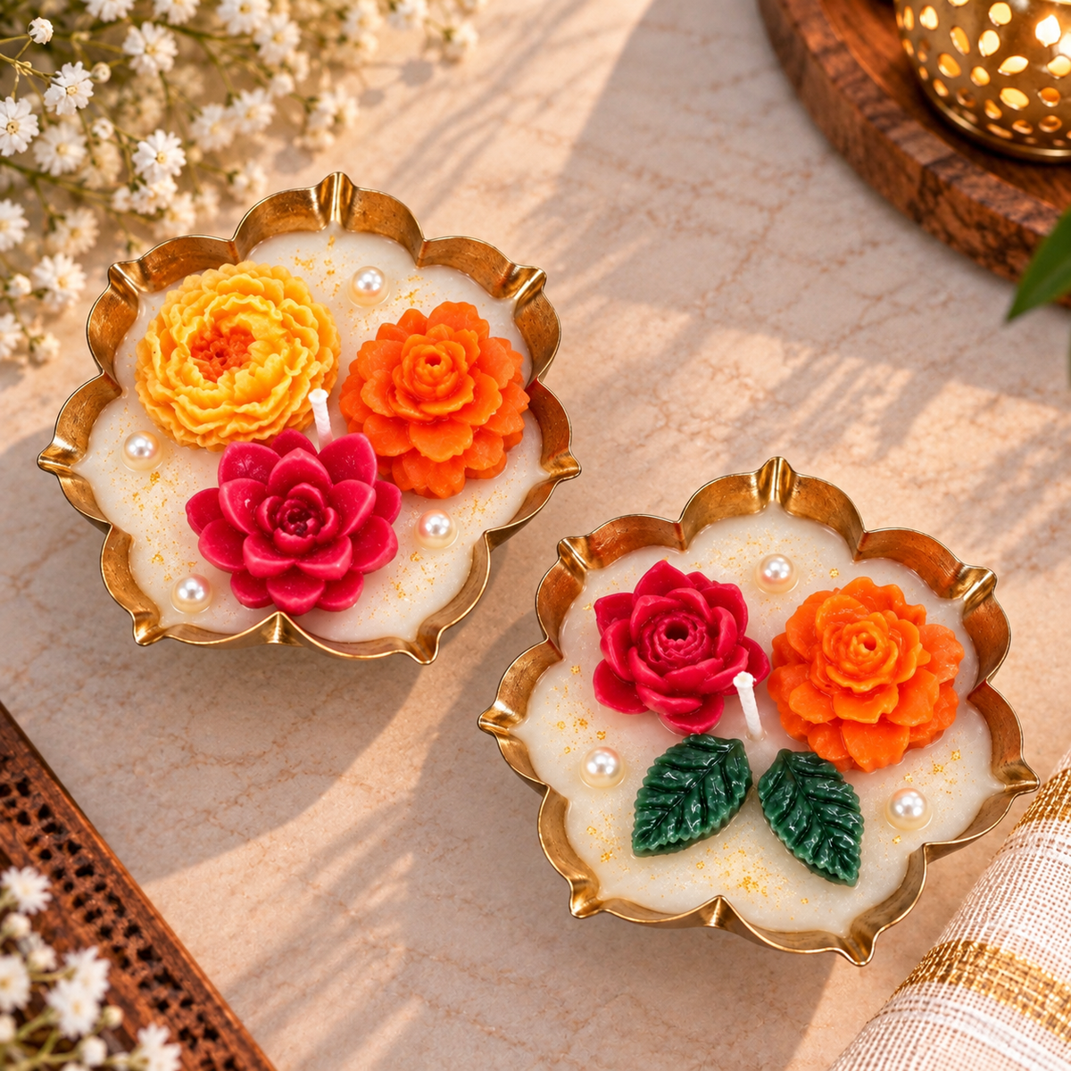 Urli Diwali Candle - 2 Design Candle Combo - TIMBER8