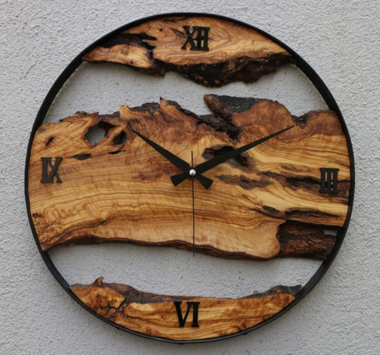 Rustic Live-Edge Wooden Wall Clock